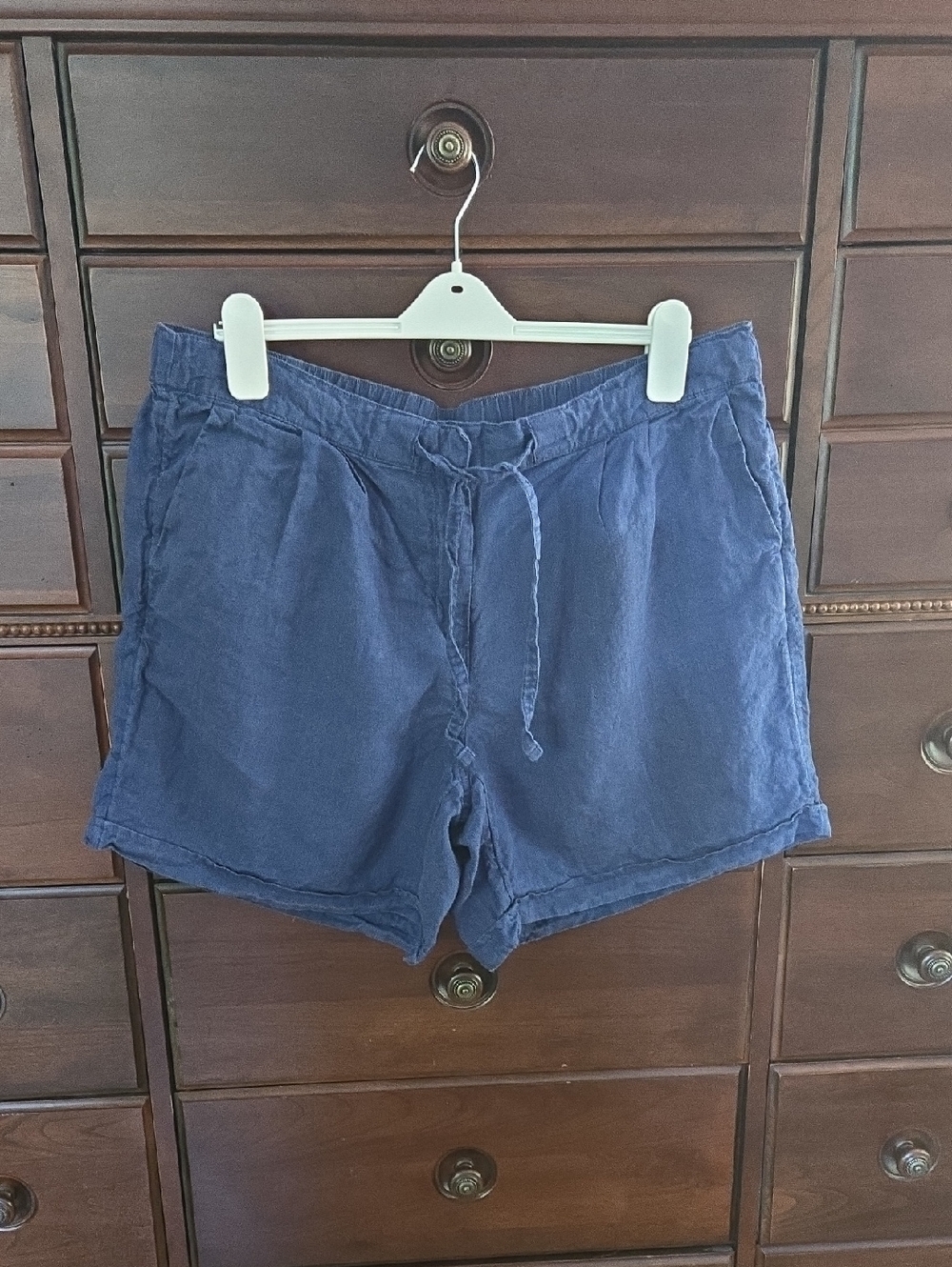 Lands' End Women's Linen Shorts Size 18 Navy